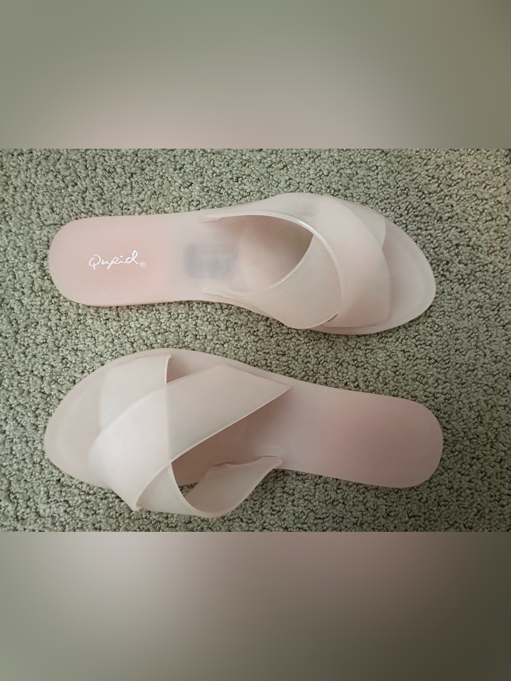 Qupid Pale Pink Crossover Slide Sandals